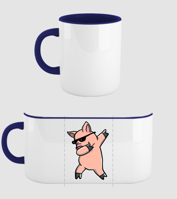 Porc dab model albastru închis pe tricou