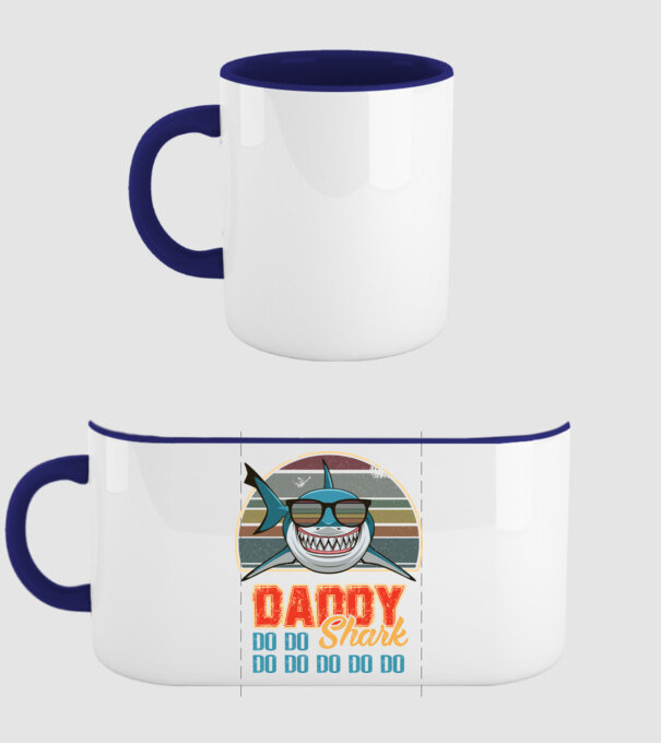 Daddy shark v2 model albastru închis pe tricou