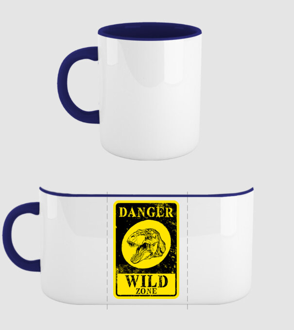 Danger wild zone model albastru închis pe tricou