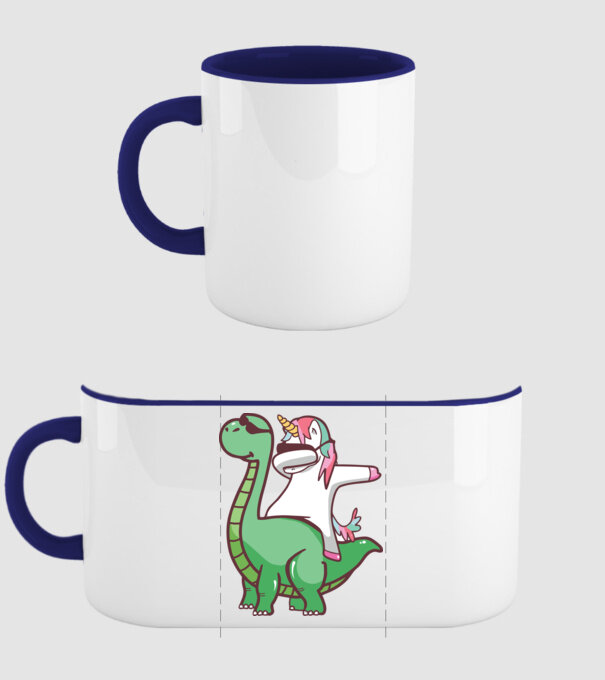 Dinozaur dabunicorn model albastru închis pe tricou