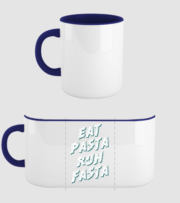 eat pasta run fasta model albastru închis pe tricou