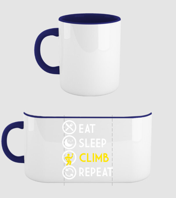 Eat sleep climb model albastru închis pe tricou