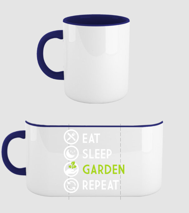 Eat sleep garden repeat model albastru închis pe tricou