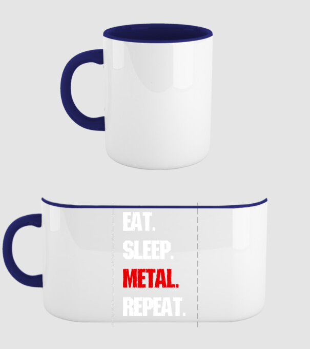 Eat sleep METAL repeat model albastru închis pe tricou