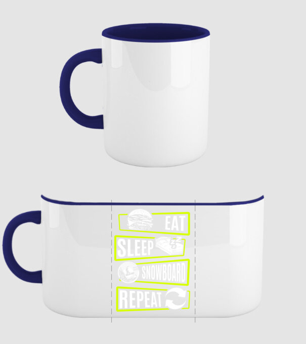 Eat sleep SNOWBOARD repeat V2 model albastru închis pe tricou