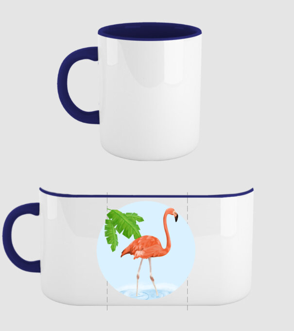 Flamingo model albastru închis pe tricou