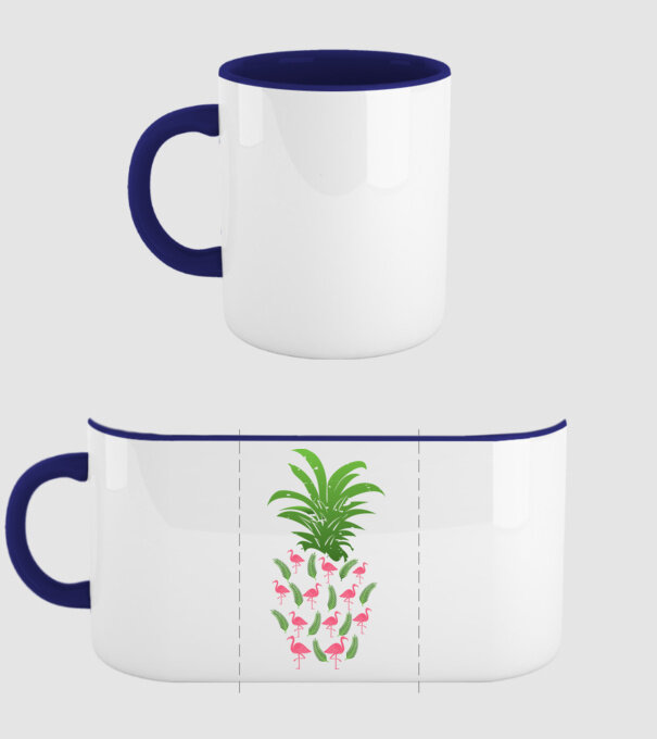 Flamingo ananas model albastru închis pe tricou