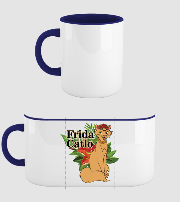 FridaCatlo model albastru închis pe tricou