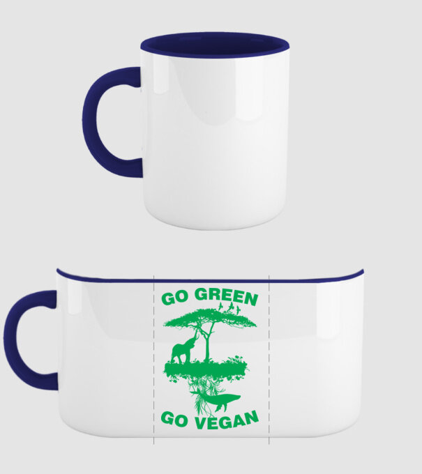 go green go vegan model albastru închis pe tricou