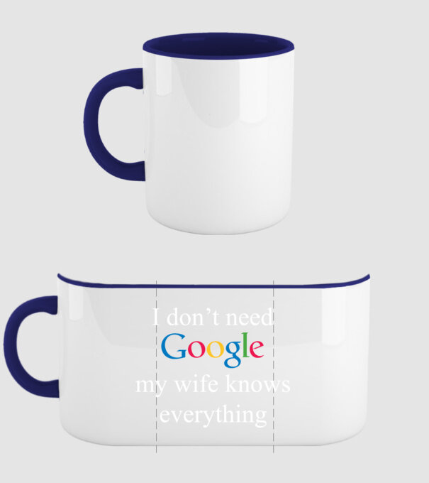 Google wife model albastru închis pe tricou
