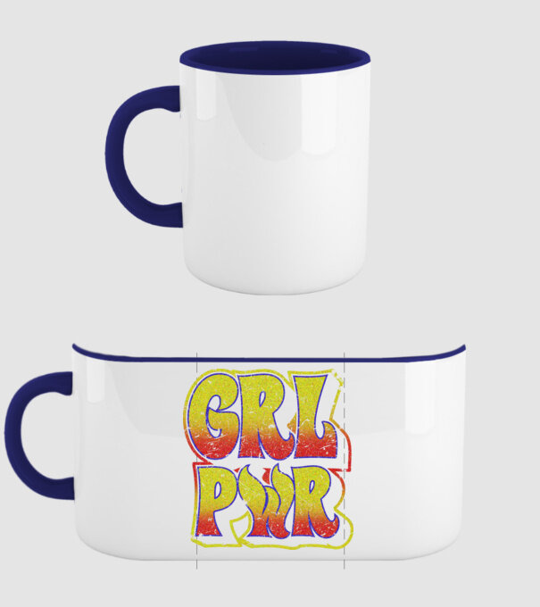 Girl Power retro model albastru închis pe tricou