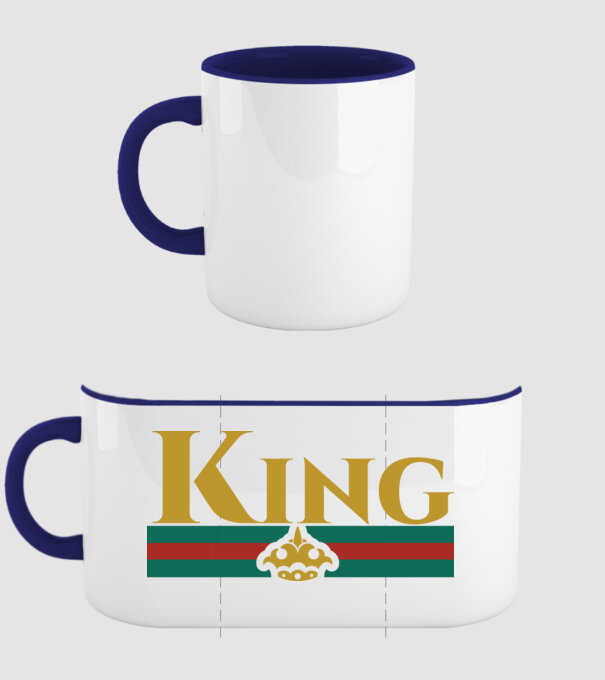 Gucci king model albastru închis pe tricou