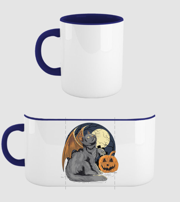 Halloween cica model albastru închis pe tricou