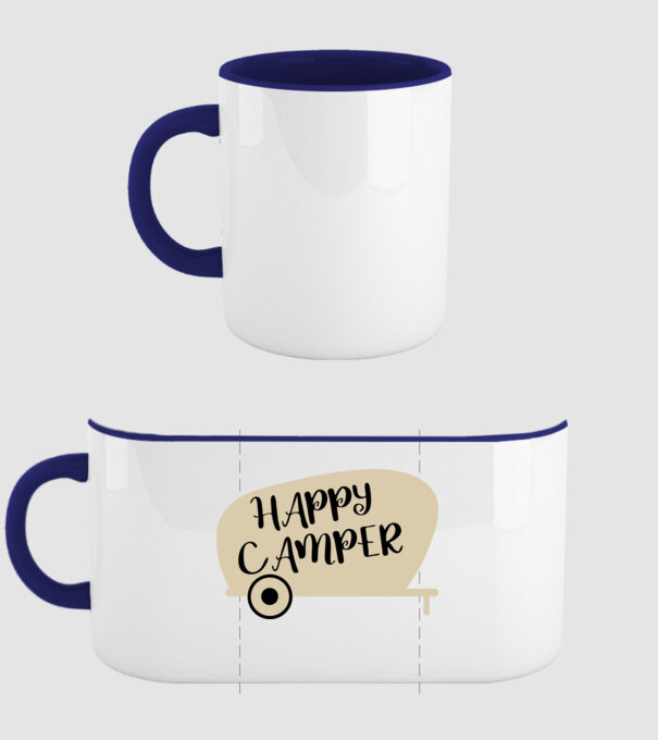 Happy camper text model albastru închis pe tricou