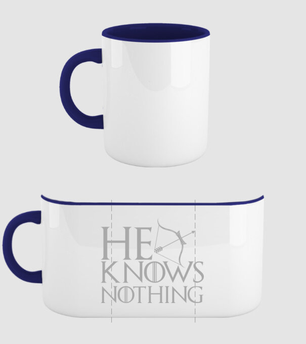 Cuplu He knows nothing model albastru închis pe tricou