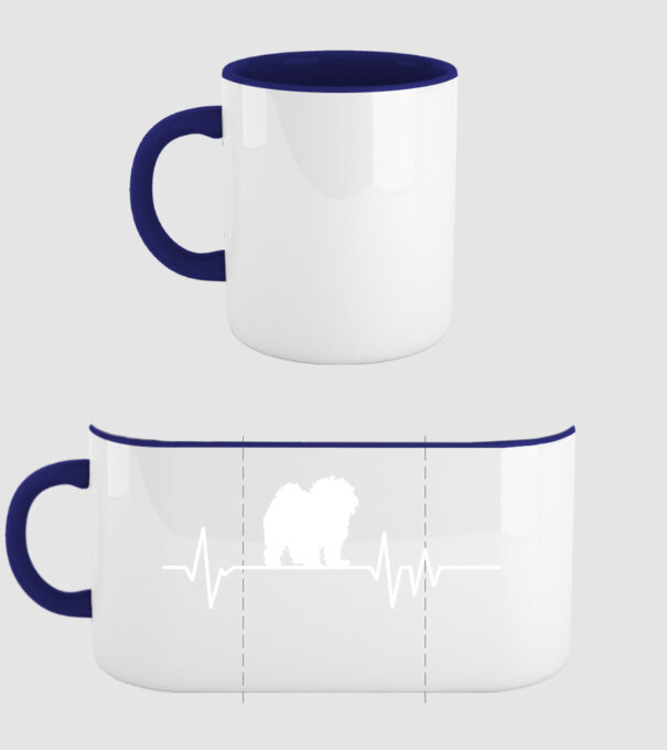 Heartbeat silueta Bolognese model albastru închis pe tricou