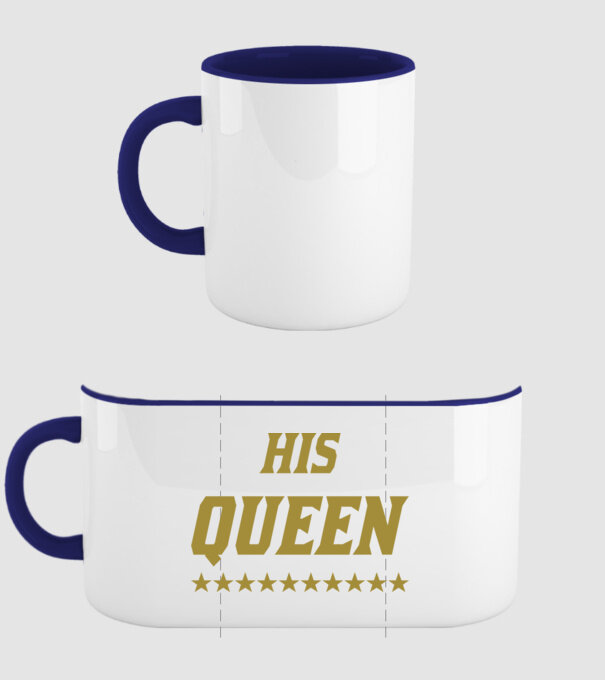 His Queen model albastru închis pe tricou