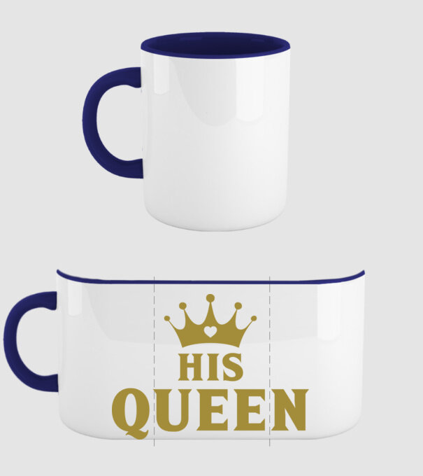 His Queen model albastru închis pe tricou