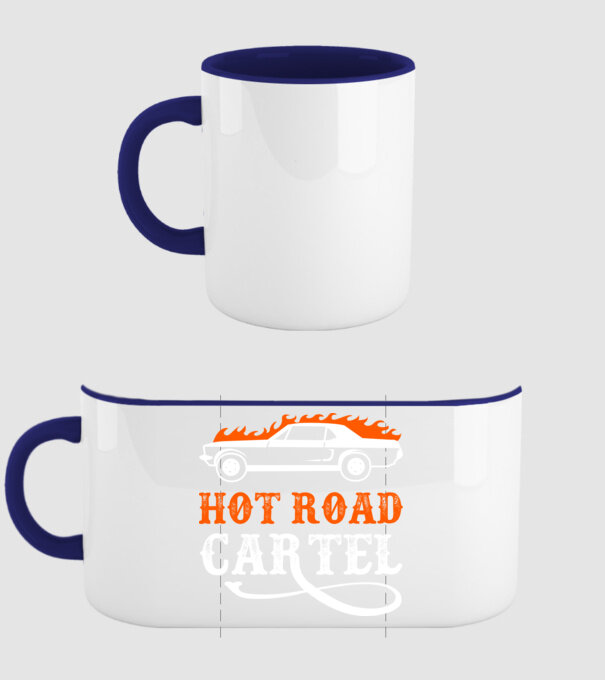 Hot road cartel model albastru închis pe tricou