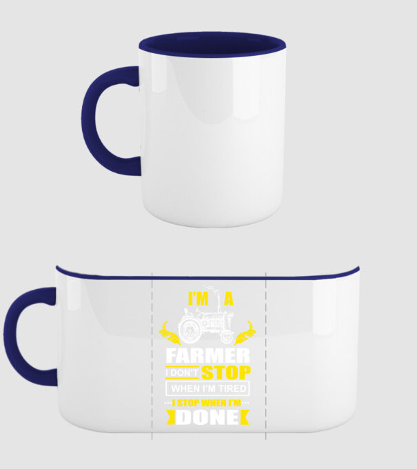 'I''m a farmer, i don''t stop when i''m tired' model albastru închis pe tricou
