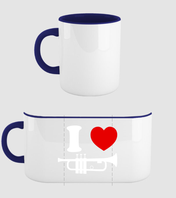 I heart trumpet model albastru închis pe tricou