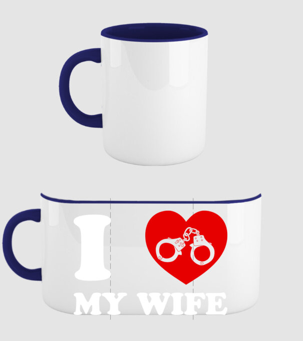 I love my wife model albastru închis pe tricou