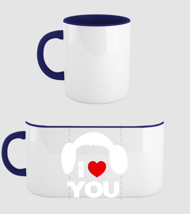 i love u model albastru închis pe tricou