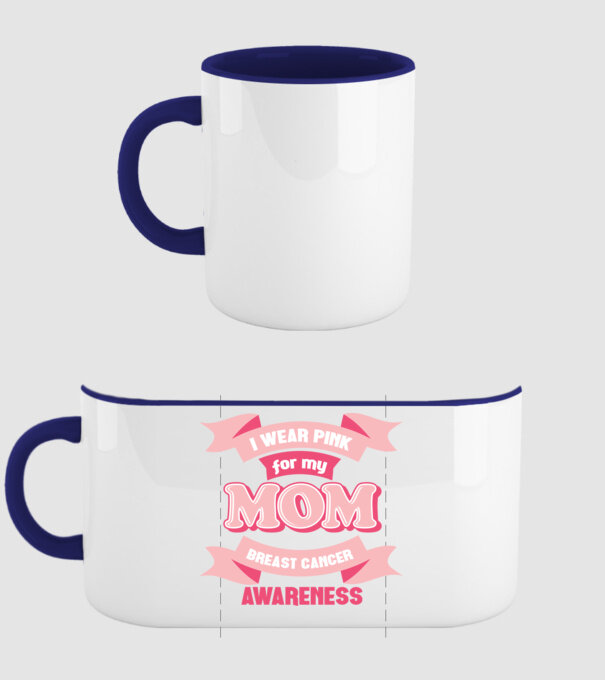 I wear pink for my mom model albastru închis pe tricou