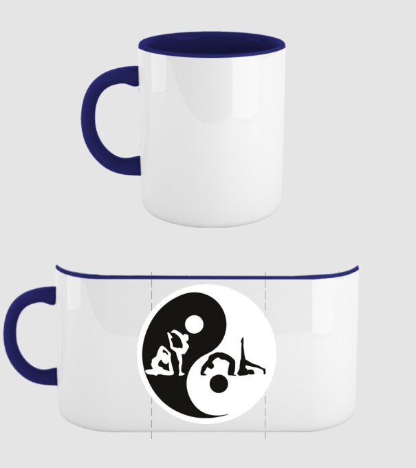 Yoga yin-yang model albastru închis pe tricou