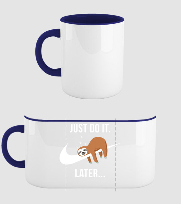 Just do it later sloth model albastru închis pe tricou