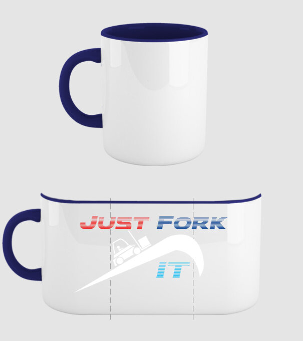Just Fork It model albastru închis pe tricou
