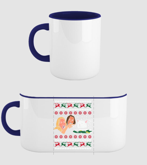 Pulovăr de Crăciun meme model albastru închis pe tricou