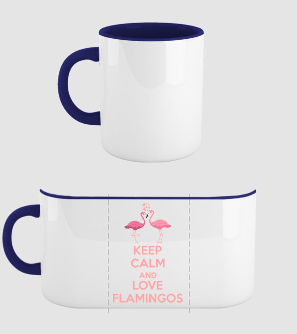 KEEP CALM and love flamingos pink model albastru închis pe tricou