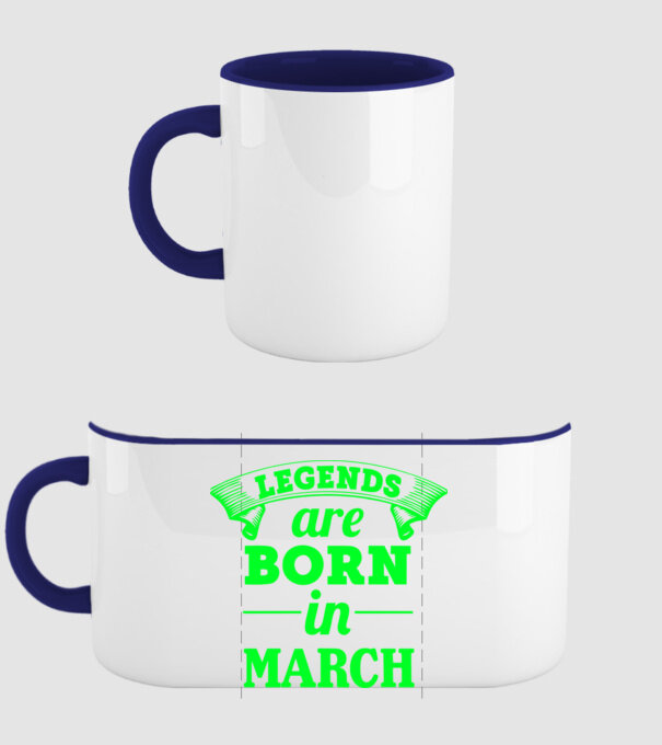 Legends are born in March model albastru închis pe tricou
