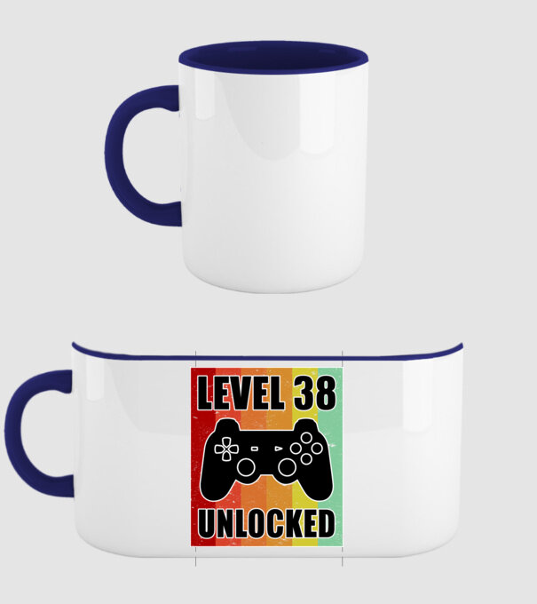 level 38 unlocked retro gamer model albastru închis pe tricou