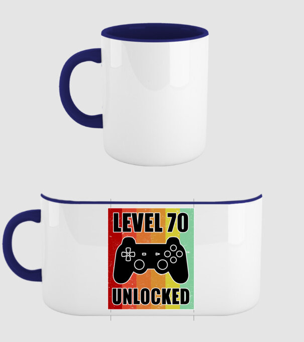 level 70 unlocked retro gamer model albastru închis pe tricou