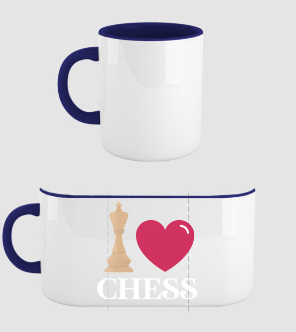 Love chess model albastru închis pe tricou