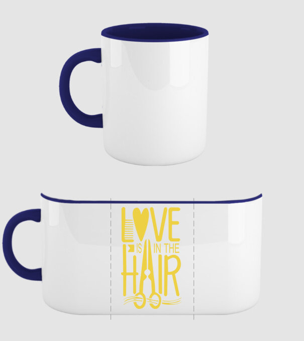 Love is in the hair model albastru închis pe tricou