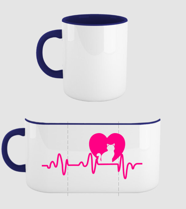Pisică heartbeat model albastru închis pe tricou