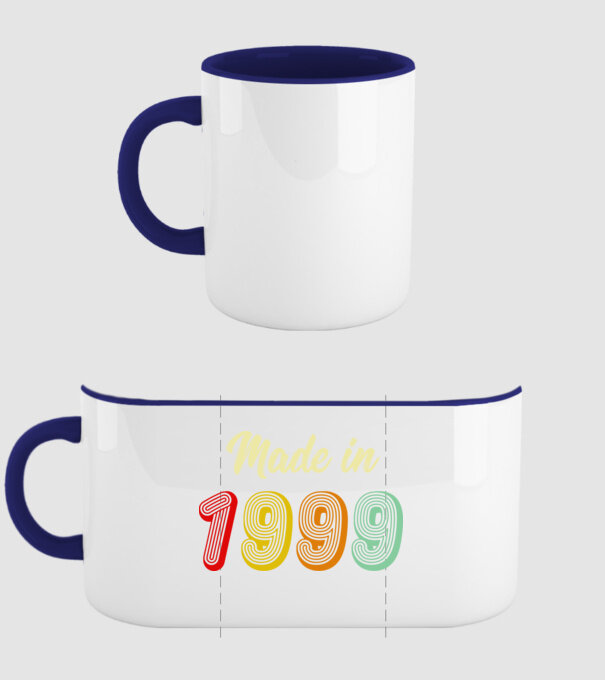 made in 1999 retro model albastru închis pe tricou