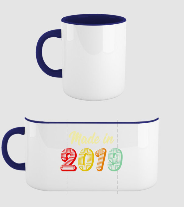 made in 2019 retro model albastru închis pe tricou