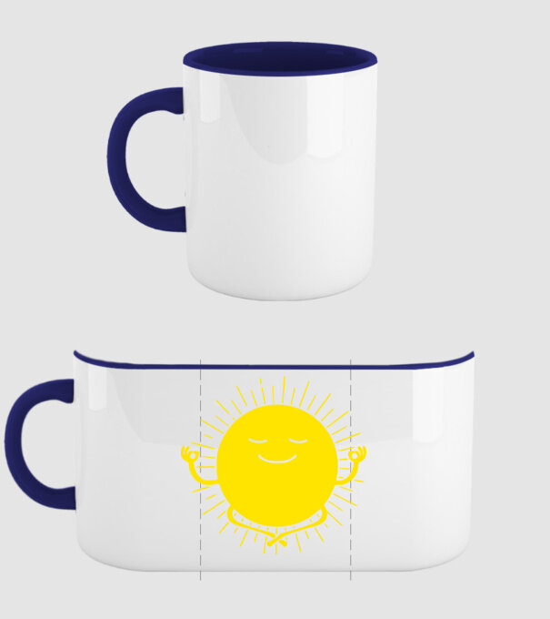 Soare meditând model albastru închis pe tricou