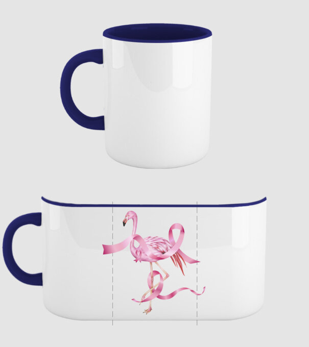 Împotriva Cancerului de sân flamingo model albastru închis pe tricou
