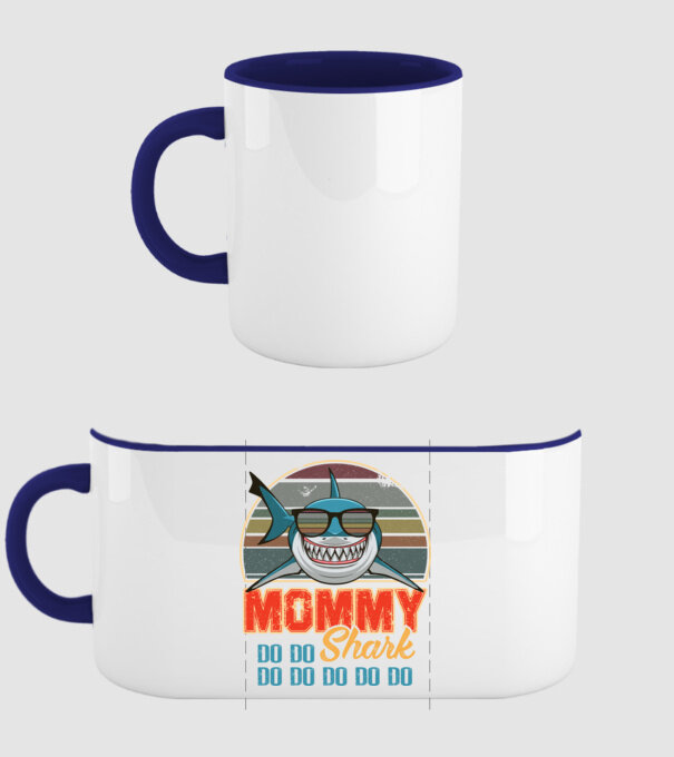 Mommy Shark model albastru închis pe tricou