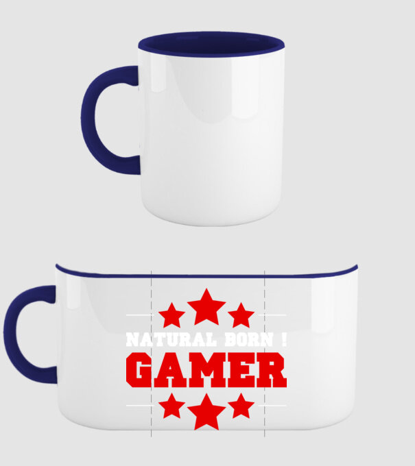Natural born gamer model albastru închis pe tricou