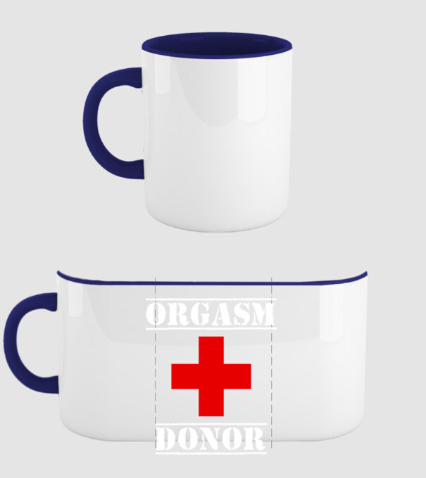 Orgasm Donor model albastru închis pe tricou