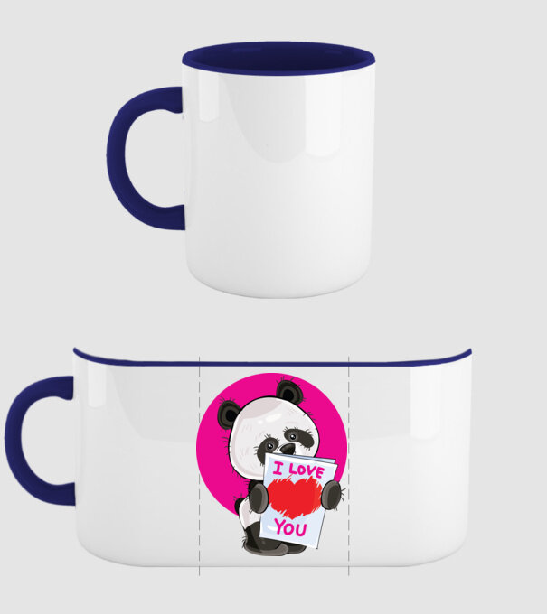dragoste panda model albastru închis pe tricou