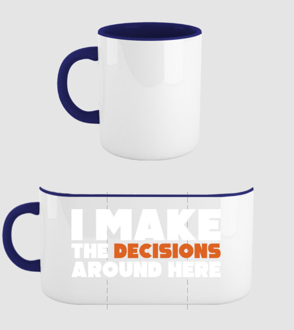 Motiv cuplu I make decisions model albastru închis pe tricou