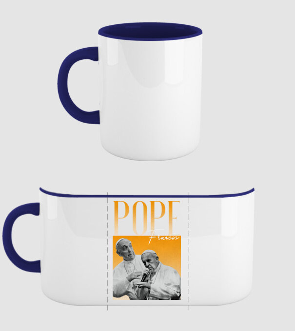Pope Frances 90s poster model albastru închis pe tricou