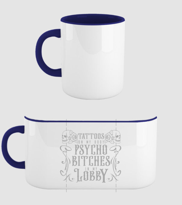 Psycho bitches model albastru închis pe tricou